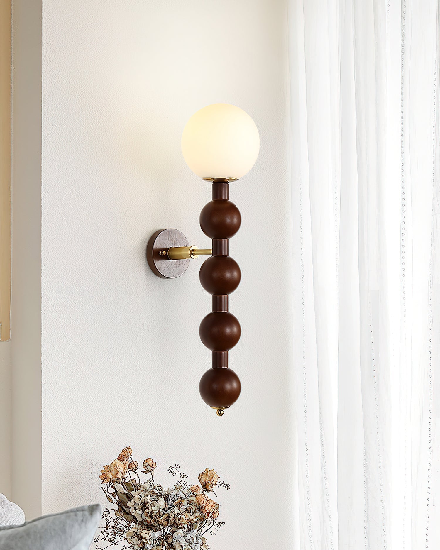 Wall Lamp Gourd in Wood and Glass Modern Style - Neutral Decor