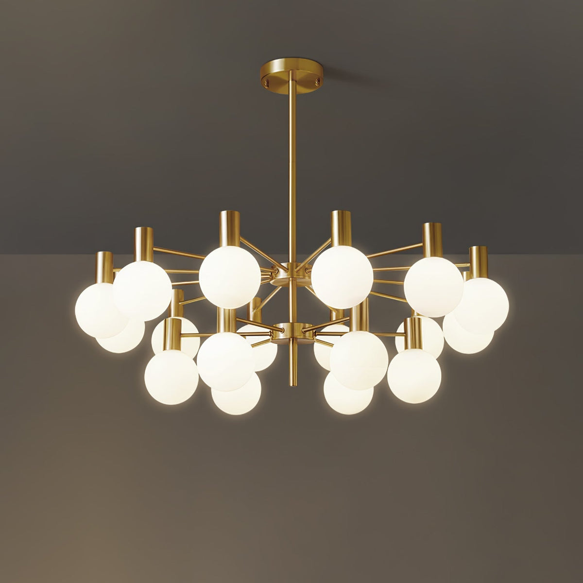 Veloiel Chandelier Globe Glass Gold Frame Modern