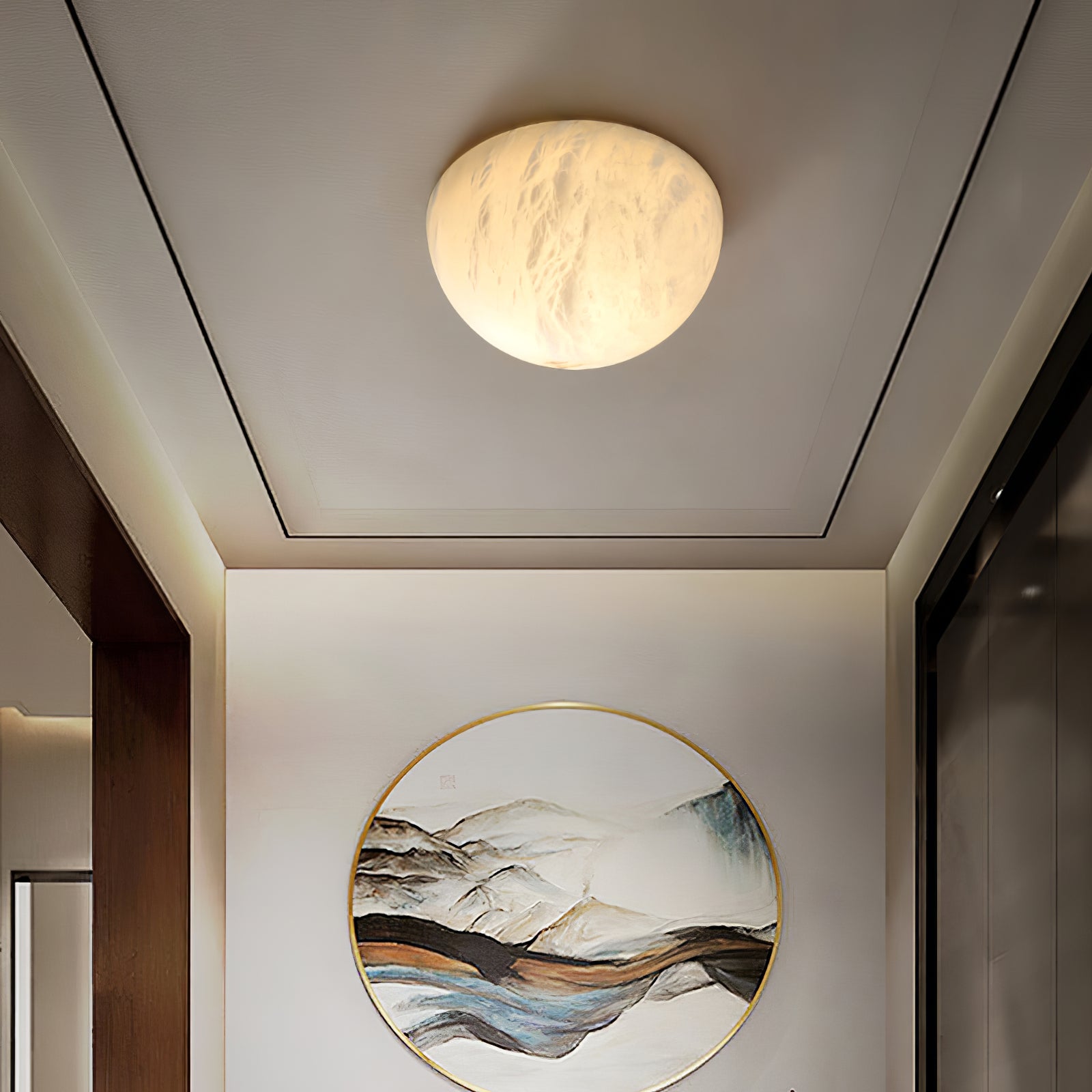 Elvar Semicircular Minimalist Alabaster Ceiling Light
