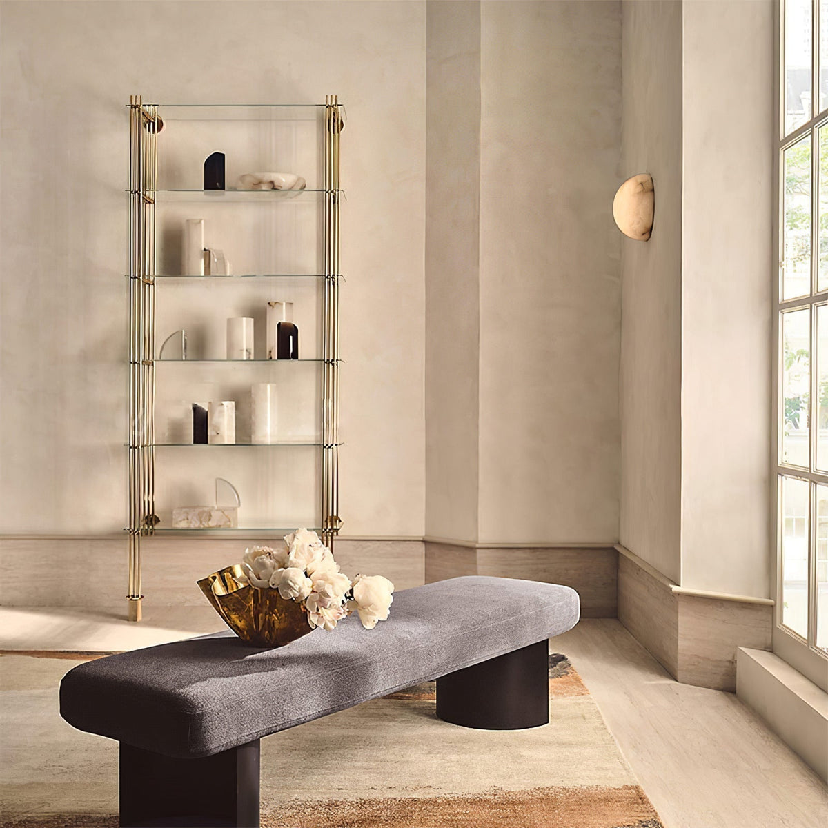 Elvar Semicircular Minimalist Alabaster Ceiling Light