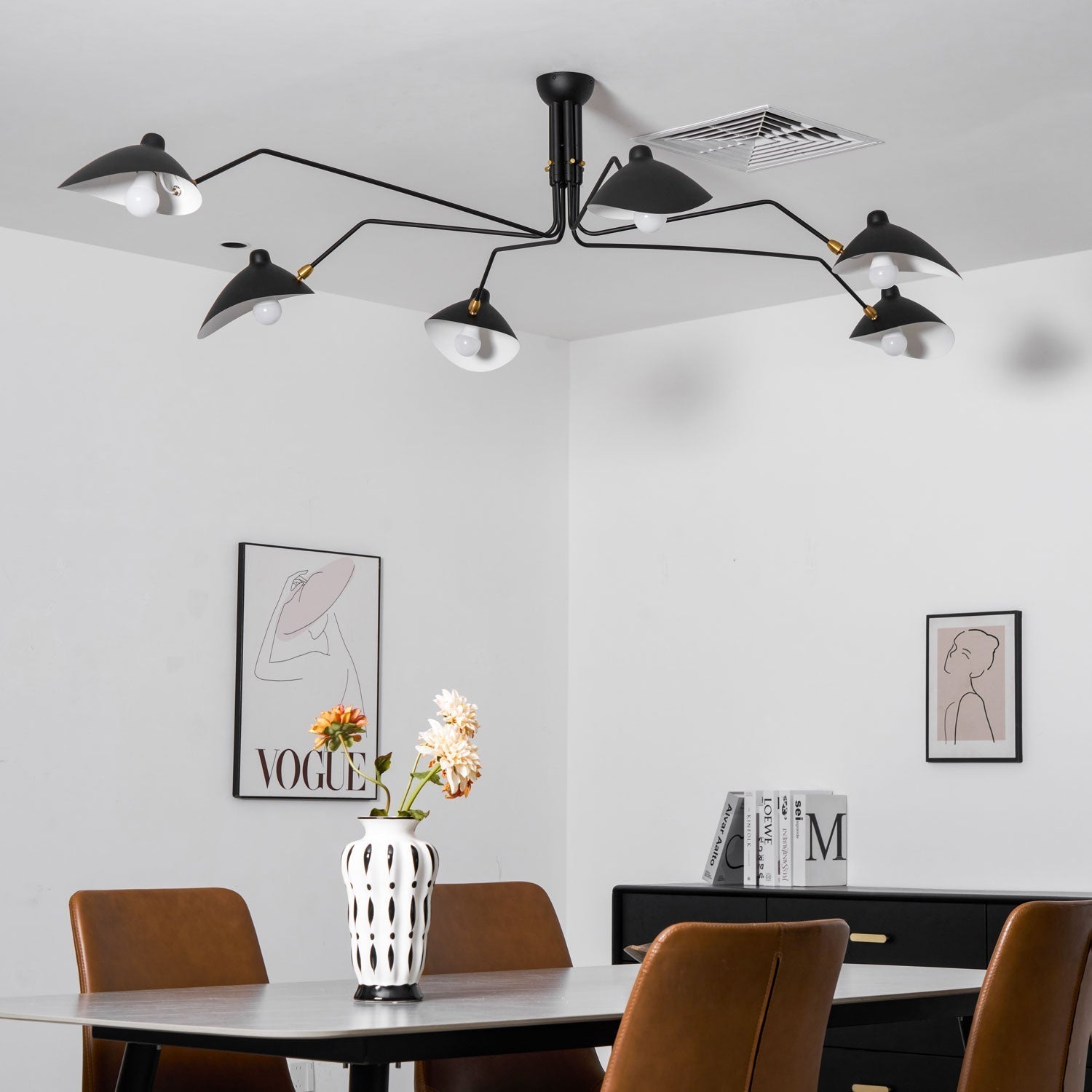Wesley Minimalist Metal Ceiling Light Three Arm
