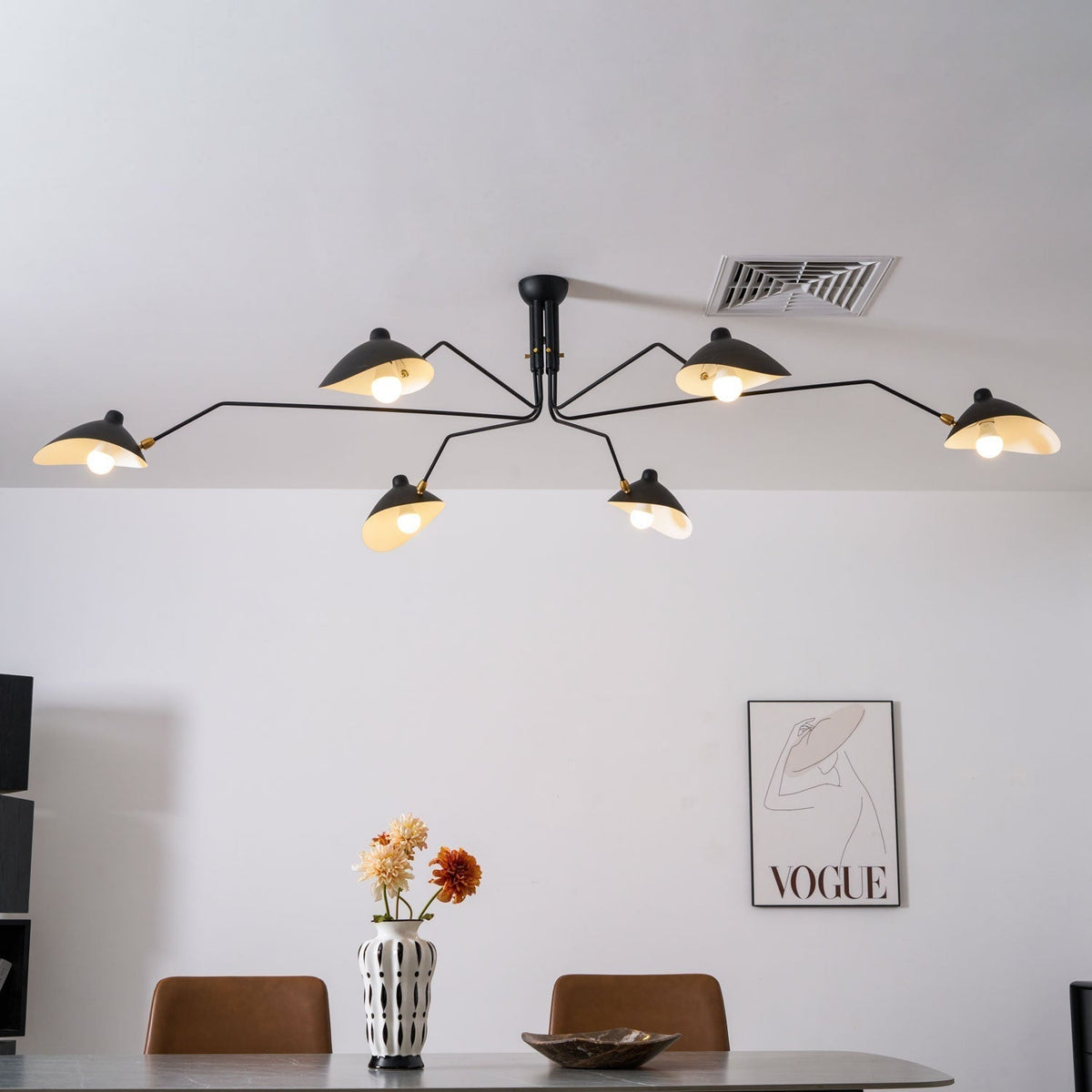 Wesley Minimalist Metal Ceiling Light Three Arm