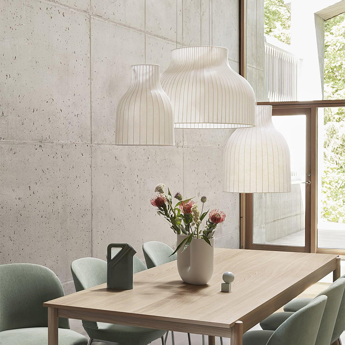 Teriivora Silk Ribbed Pendant Light