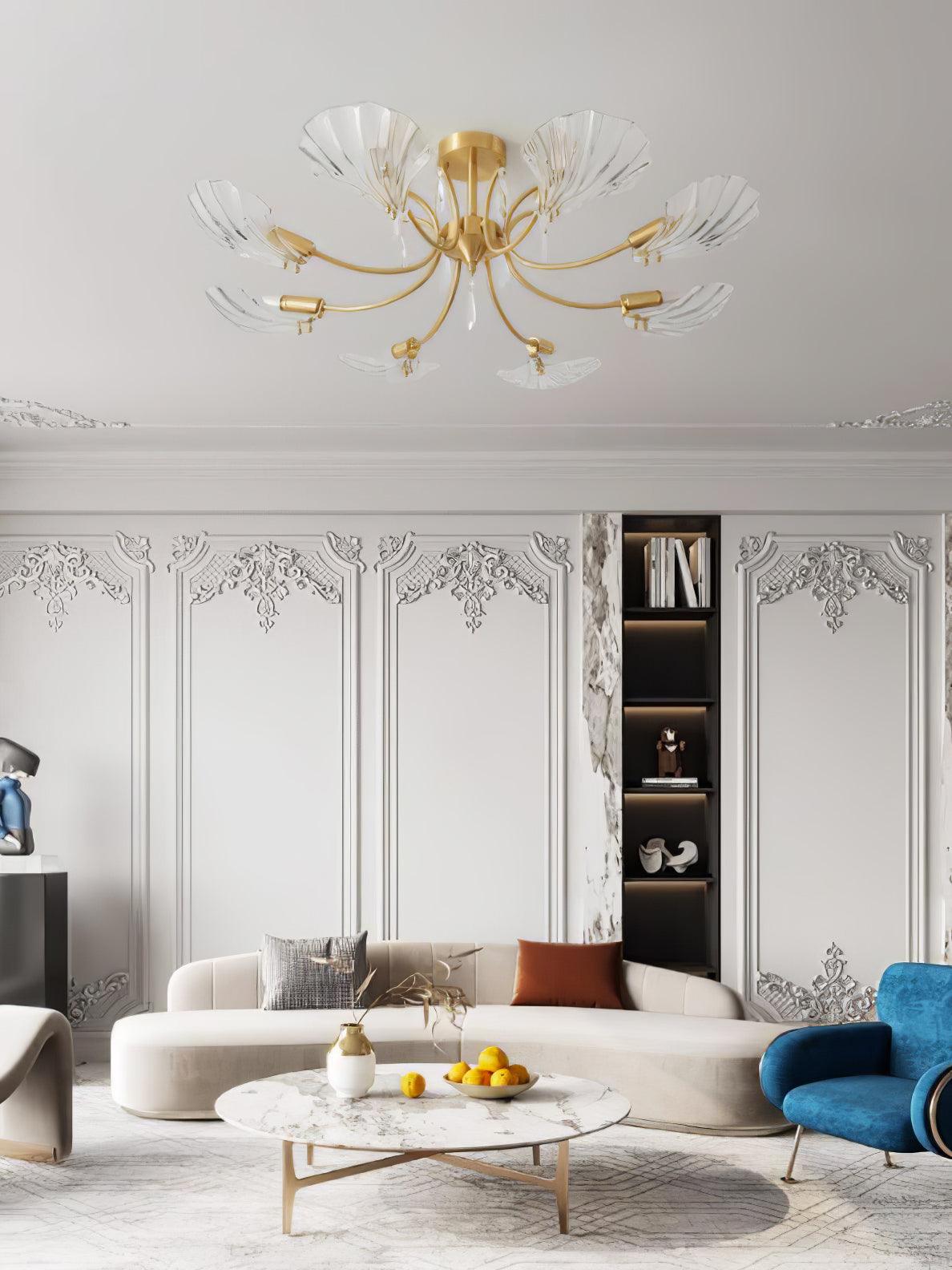 Eiriaria Petal Glass Brass Chandelier