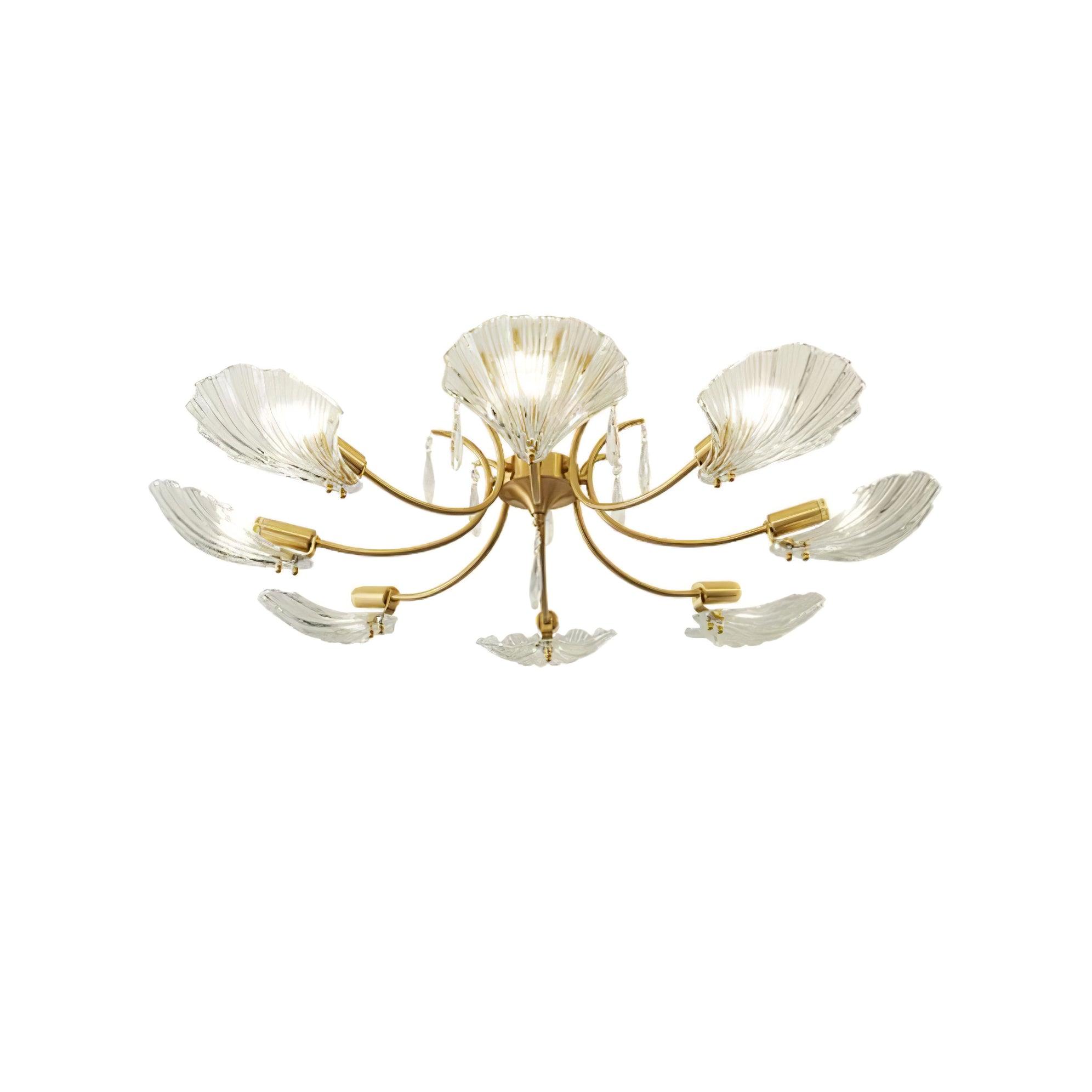 Eiriaria Petal Glass Brass Chandelier