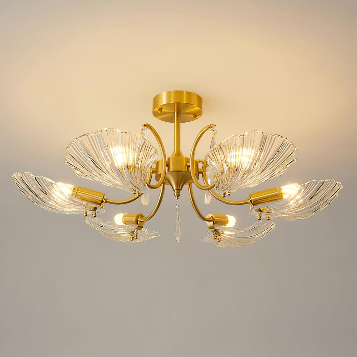 Eiriaria Petal Glass Brass Chandelier