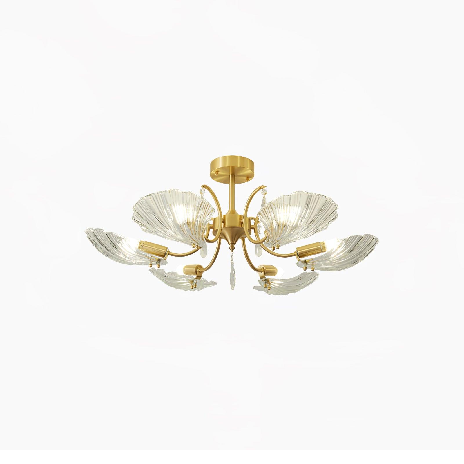 Eiriaria Petal Glass Brass Chandelier