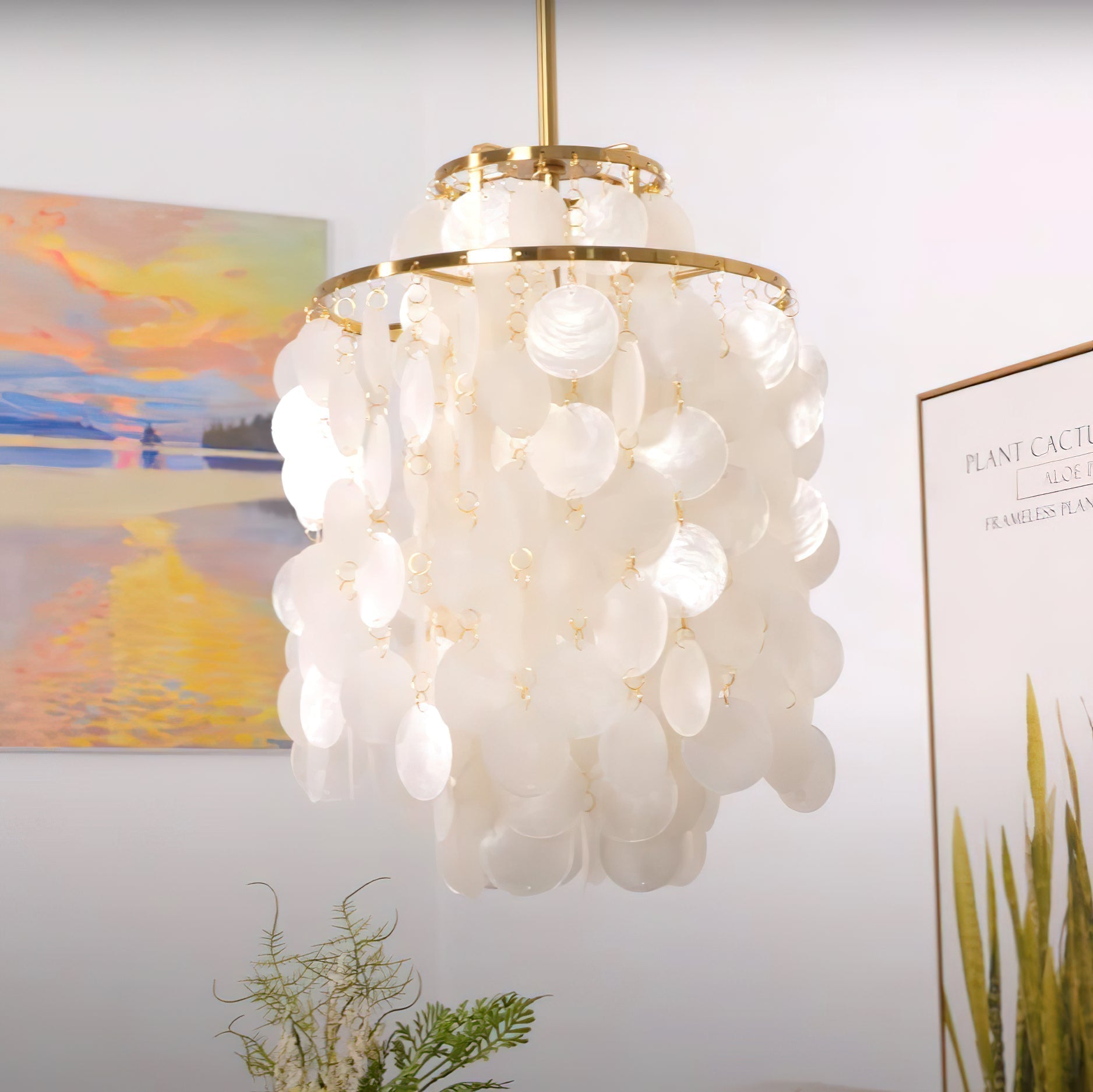 Rivena Pendant Lamp Round Shell Ring
