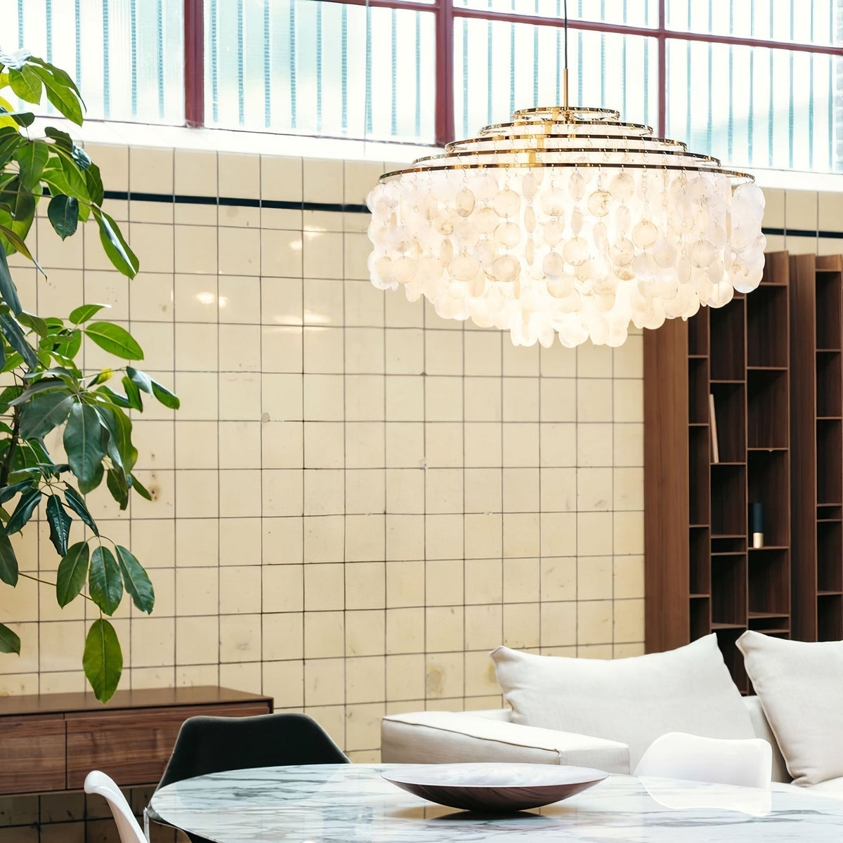 Rivena Pendant Lamp Round Shell Ring