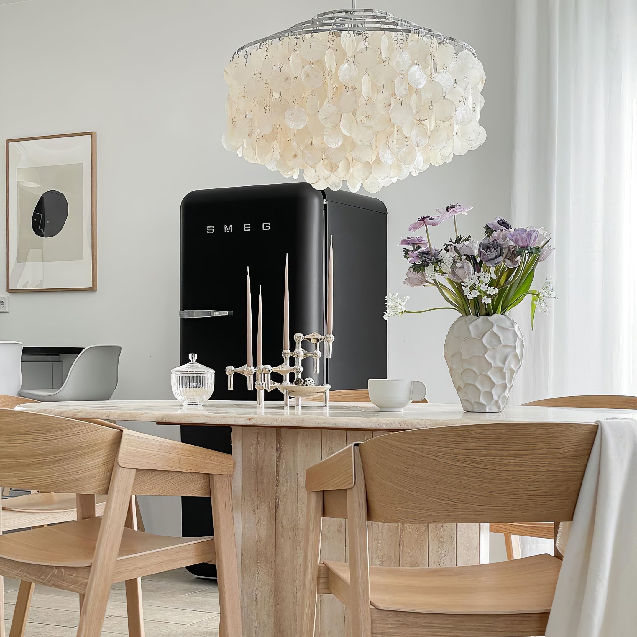 Rivena Pendant Lamp Round Shell Ring