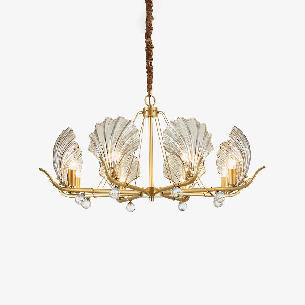 Luxereon Chandelier Shell Crystal Leaf Copper