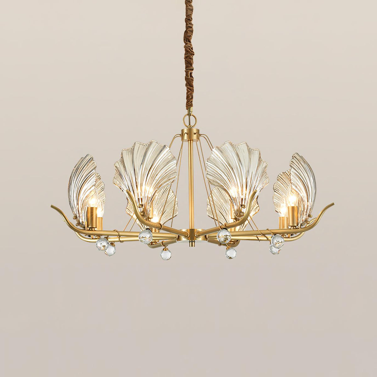 Luxereon Chandelier Shell Crystal Leaf Copper