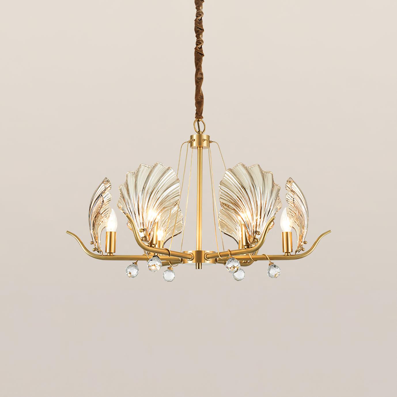 Luxereon Chandelier Shell Crystal Leaf Copper