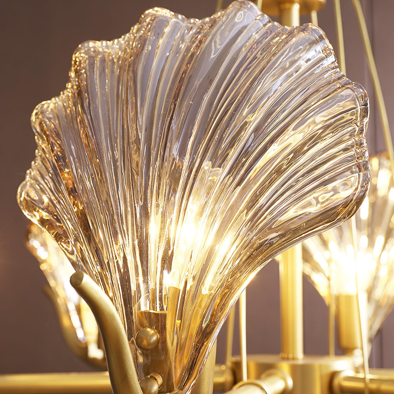 Luxereon Chandelier Shell Crystal Leaf Copper