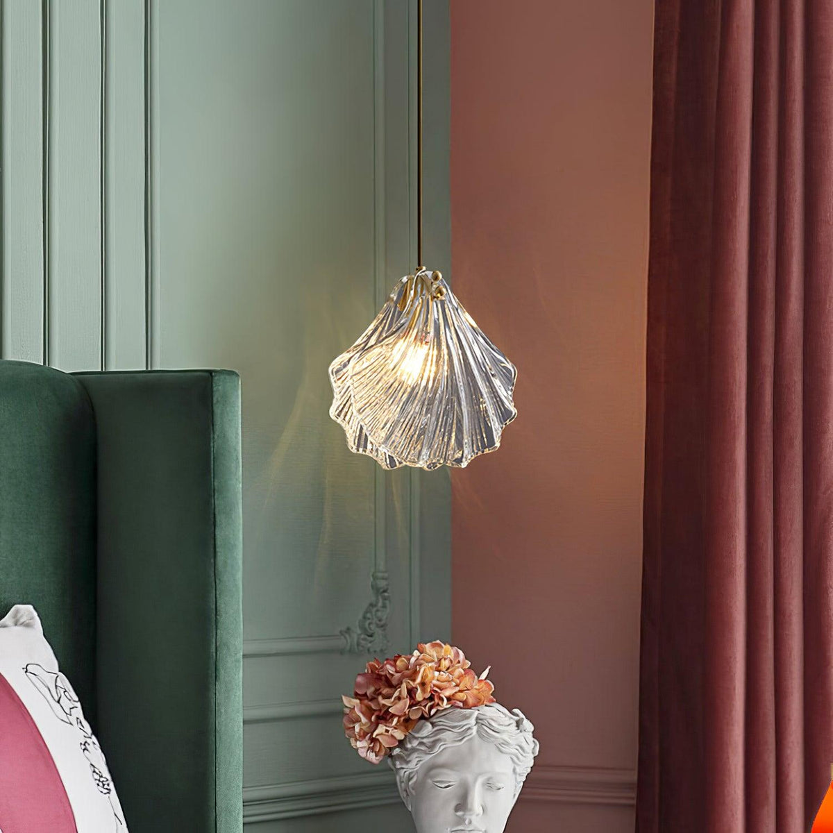 Covene Nordic Art Shell Mini Swag Glass Pendant Light