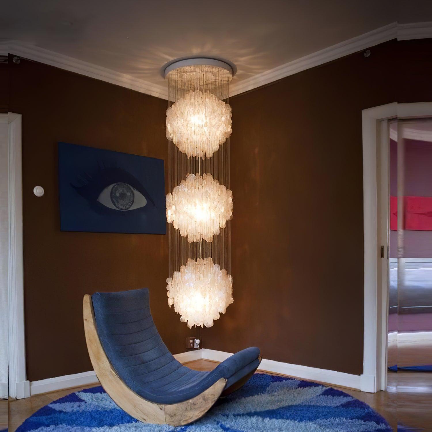 Neloza Coastal Shell Waterfall Pendant Light