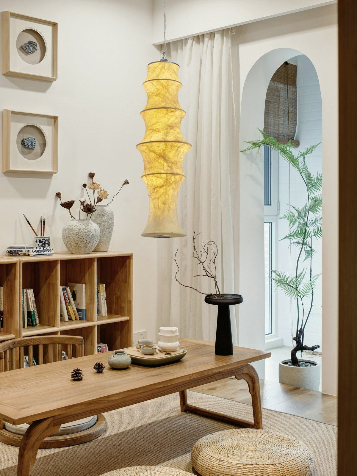 Elraeor Layered Mulberry Silk Pendant Light