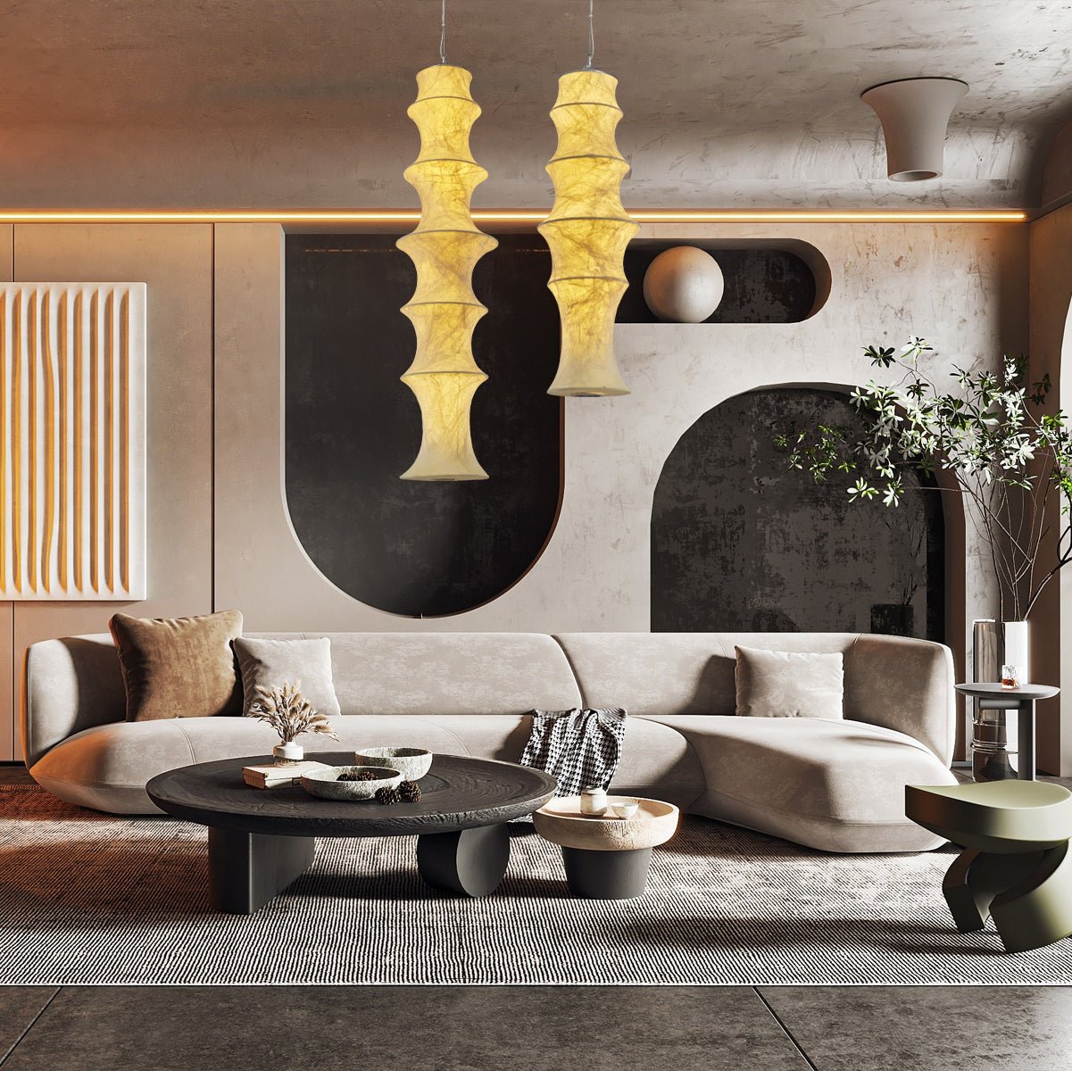 Elraeor Layered Mulberry Silk Pendant Light