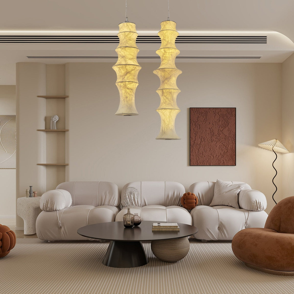 Elraeor Layered Mulberry Silk Pendant Light