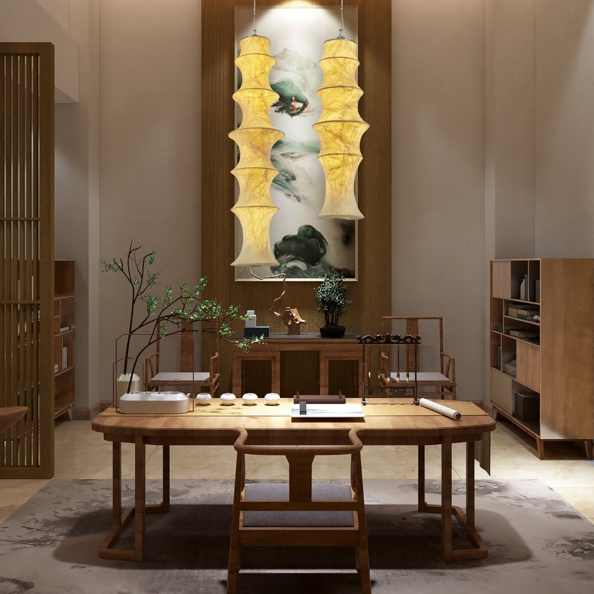 Elraeor Layered Mulberry Silk Pendant Light