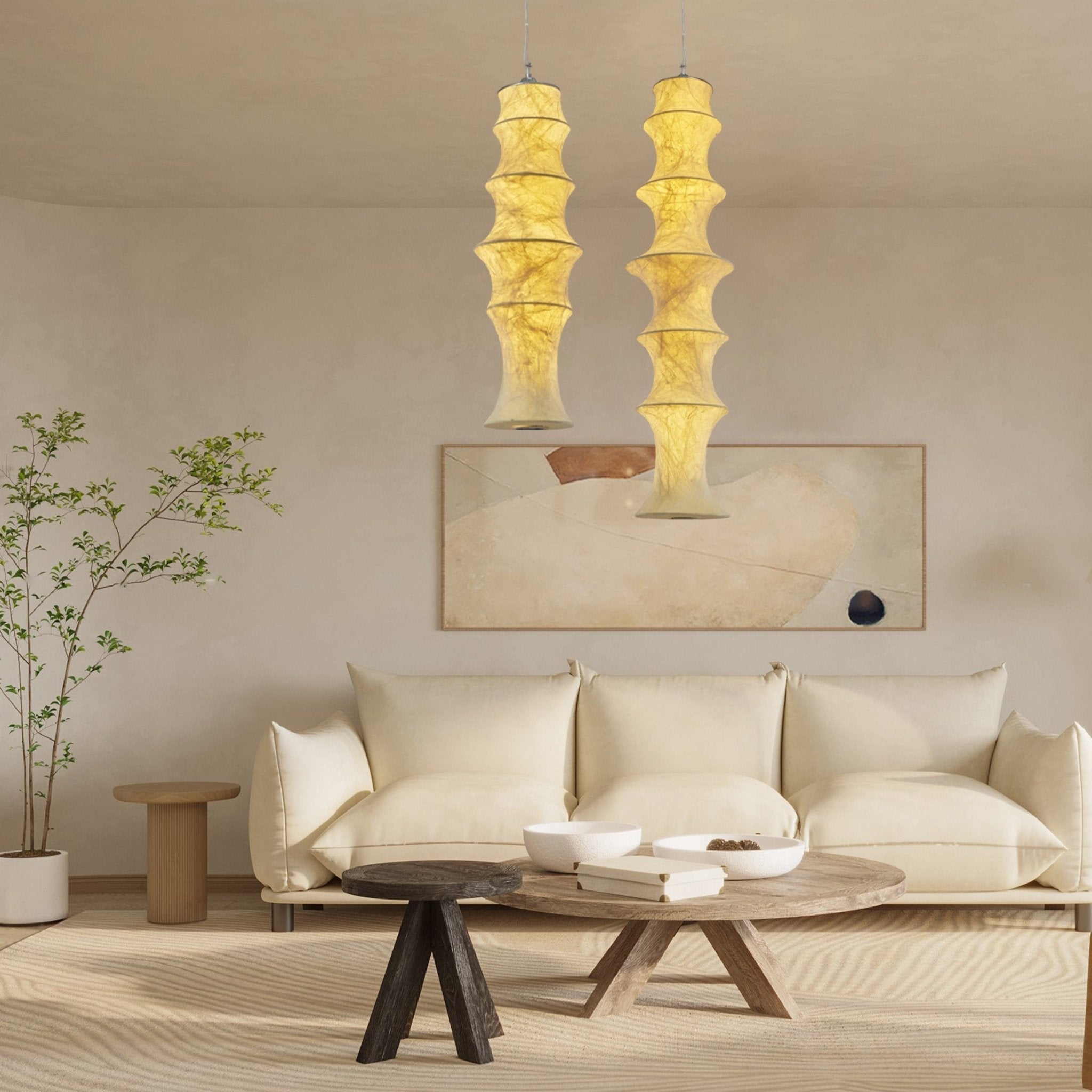 Elraeor Layered Mulberry Silk Pendant Light