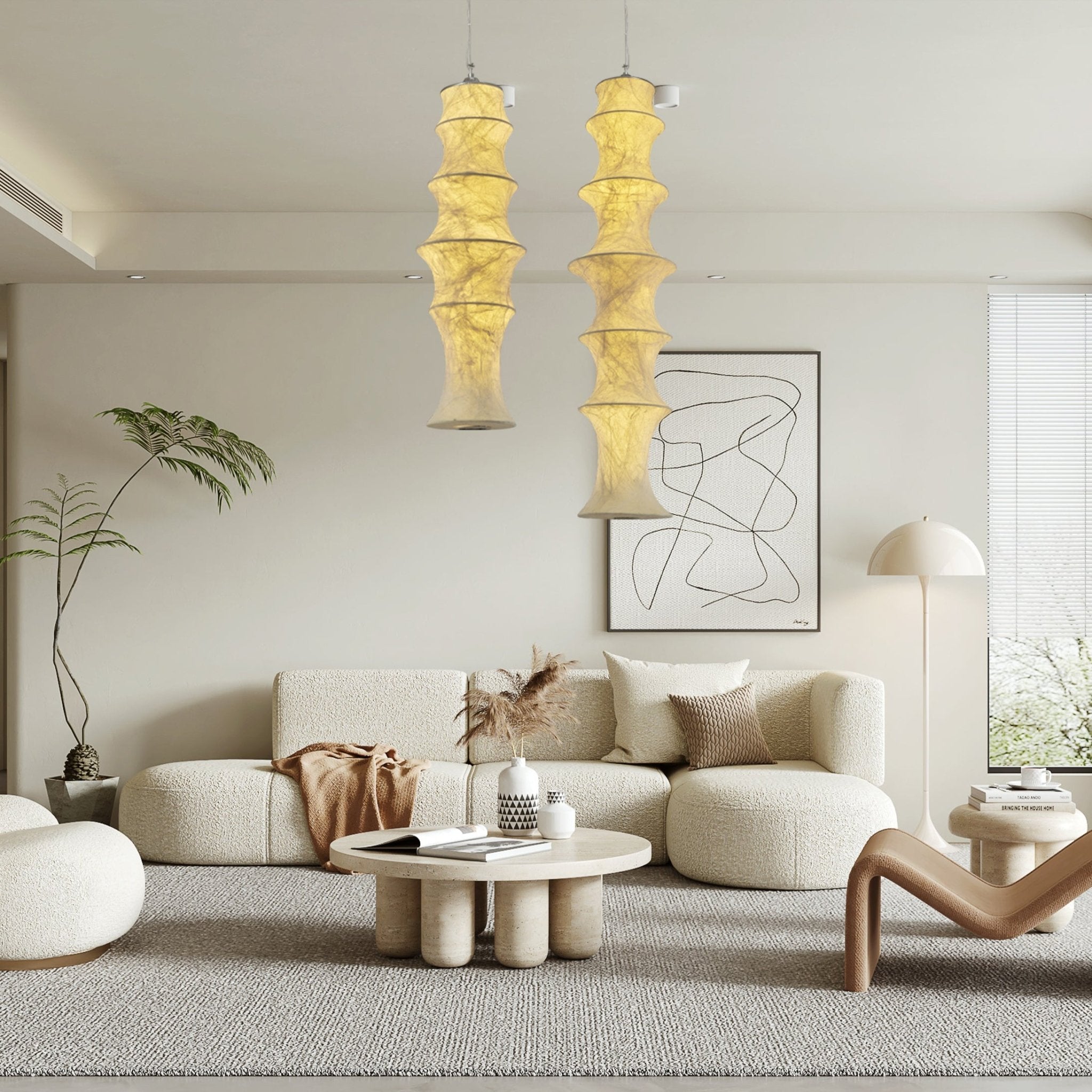 Elraeor Layered Mulberry Silk Pendant Light