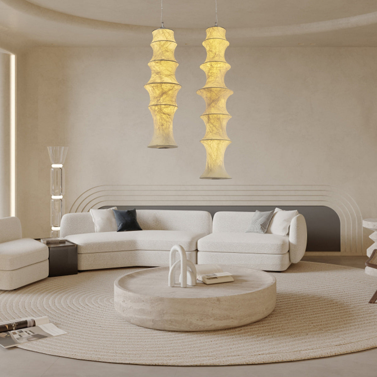 Elraeor Layered Mulberry Silk Pendant Light