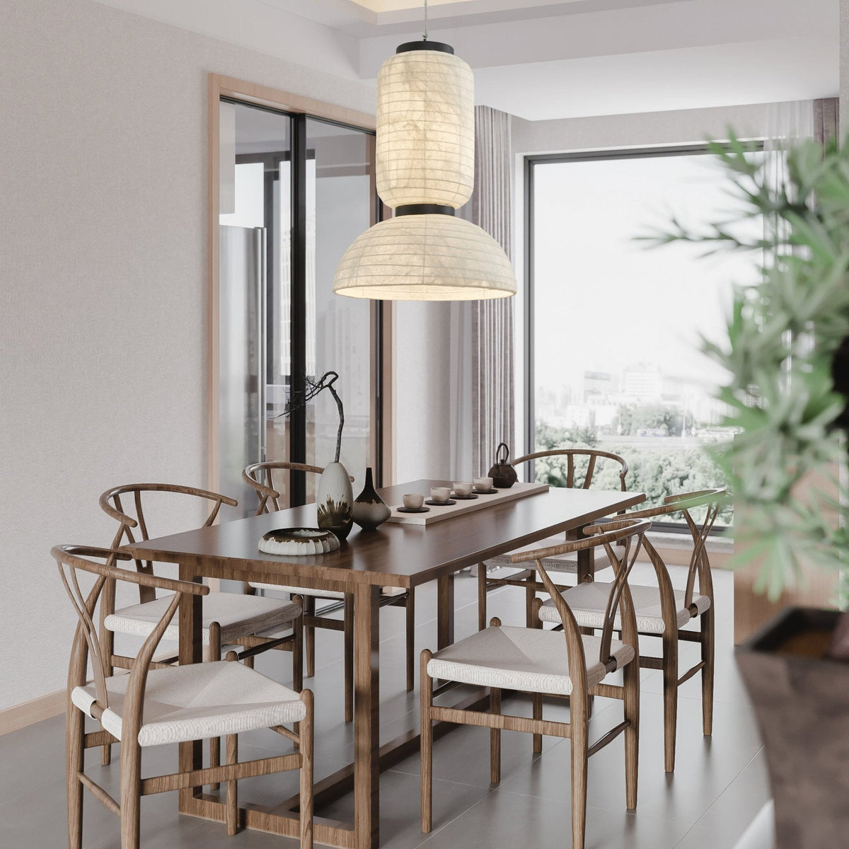 Uldoror Traditional Art Modern Silk Pendant Light