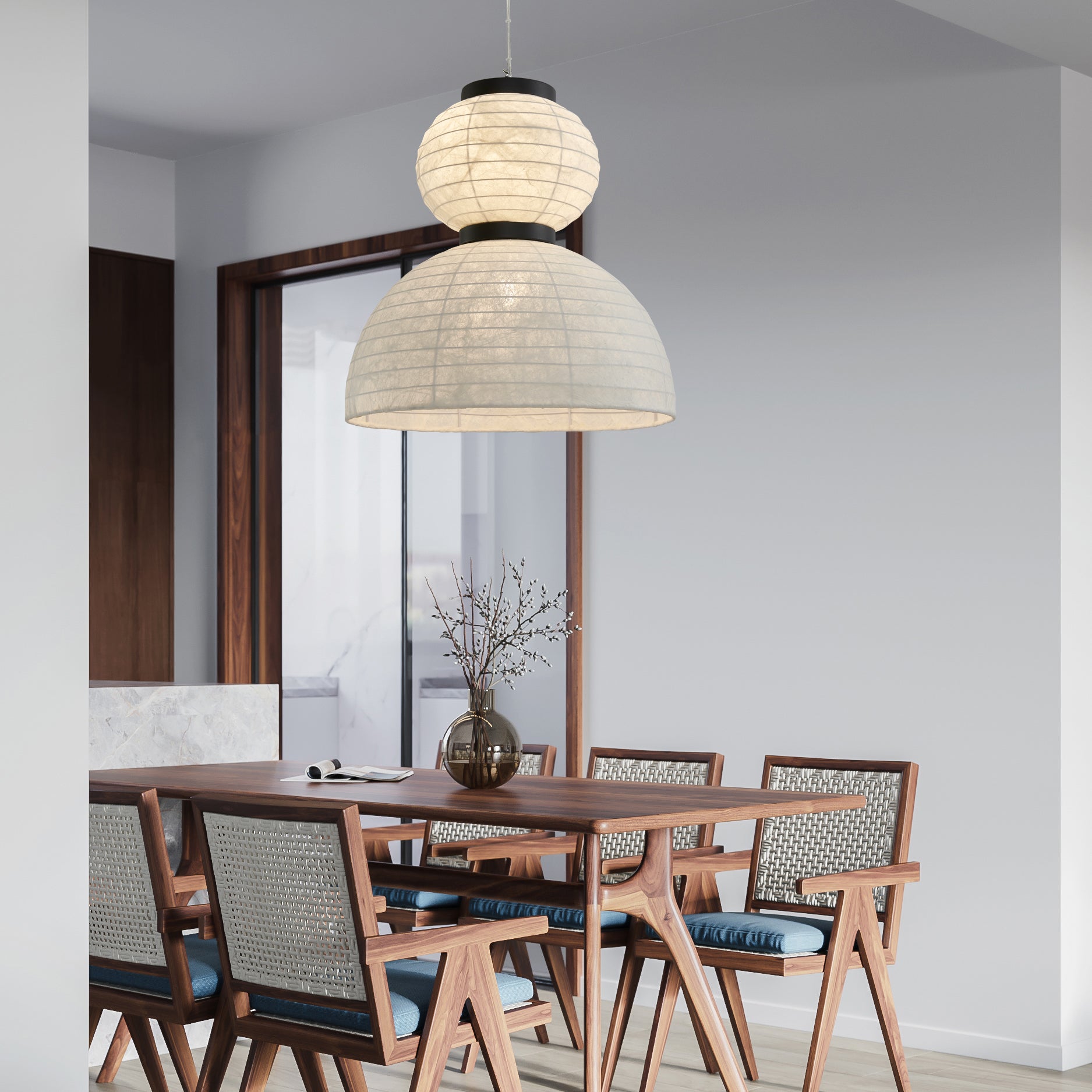 Uldoror Traditional Art Modern Silk Pendant Light