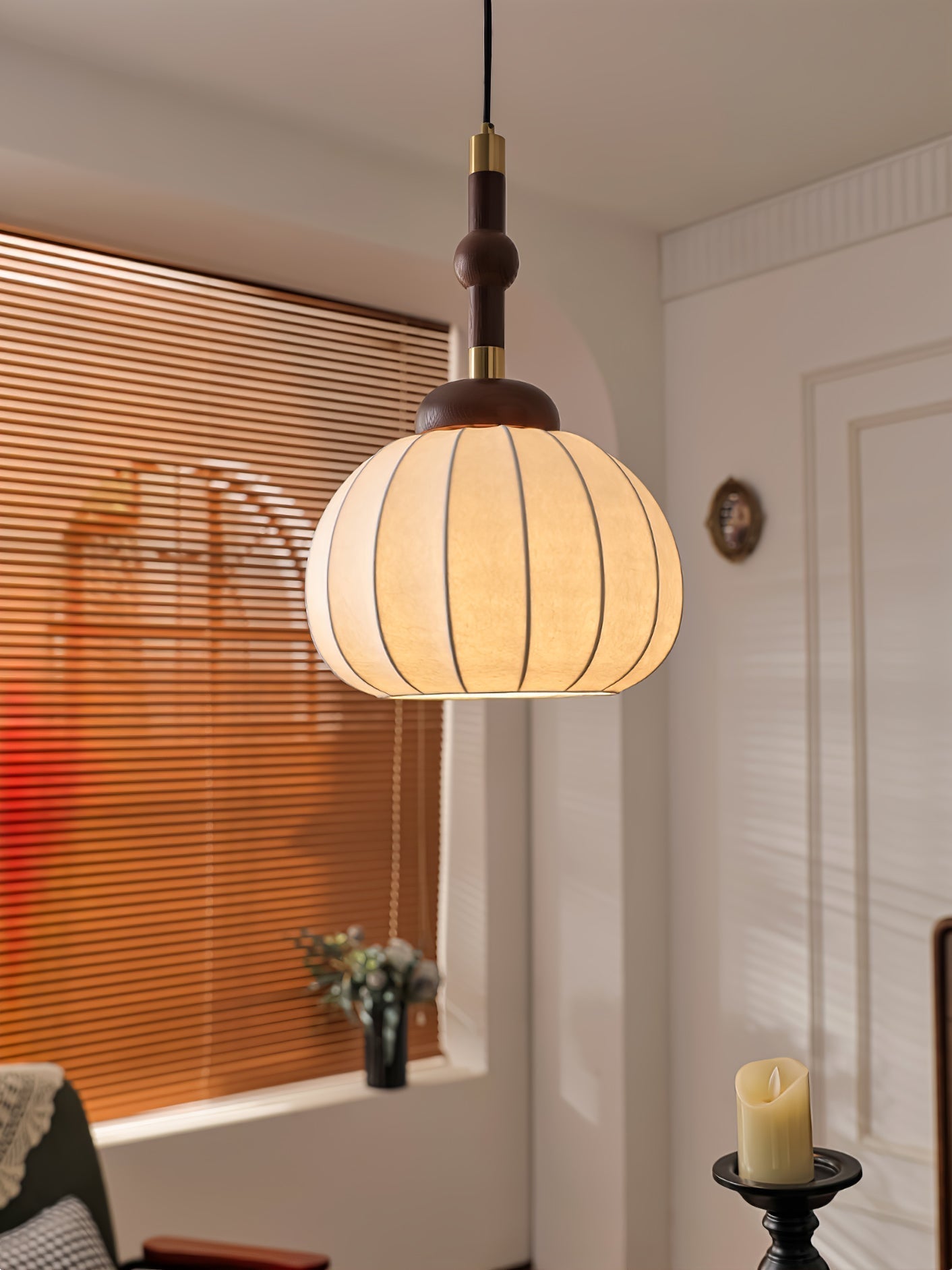 Livenor Silk & Wood Scandinavian Pendant Lamp