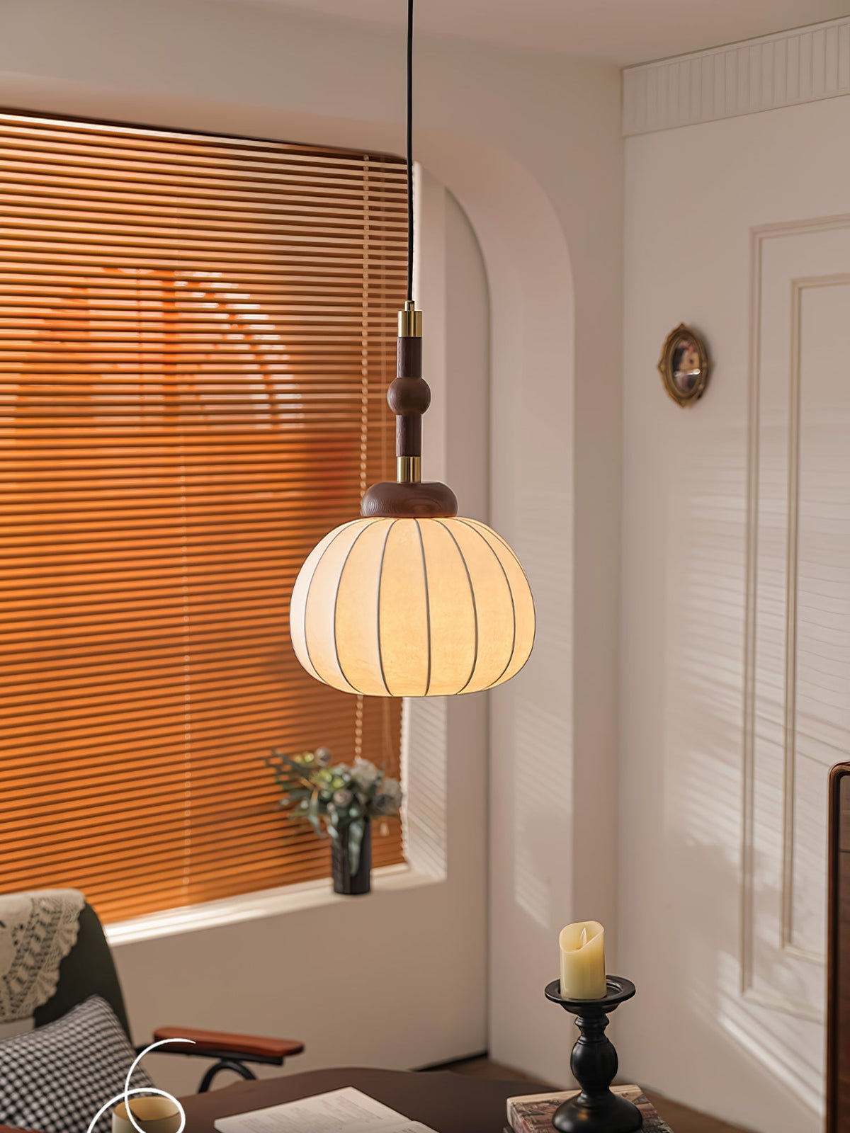 Livenor Silk & Wood Scandinavian Pendant Lamp