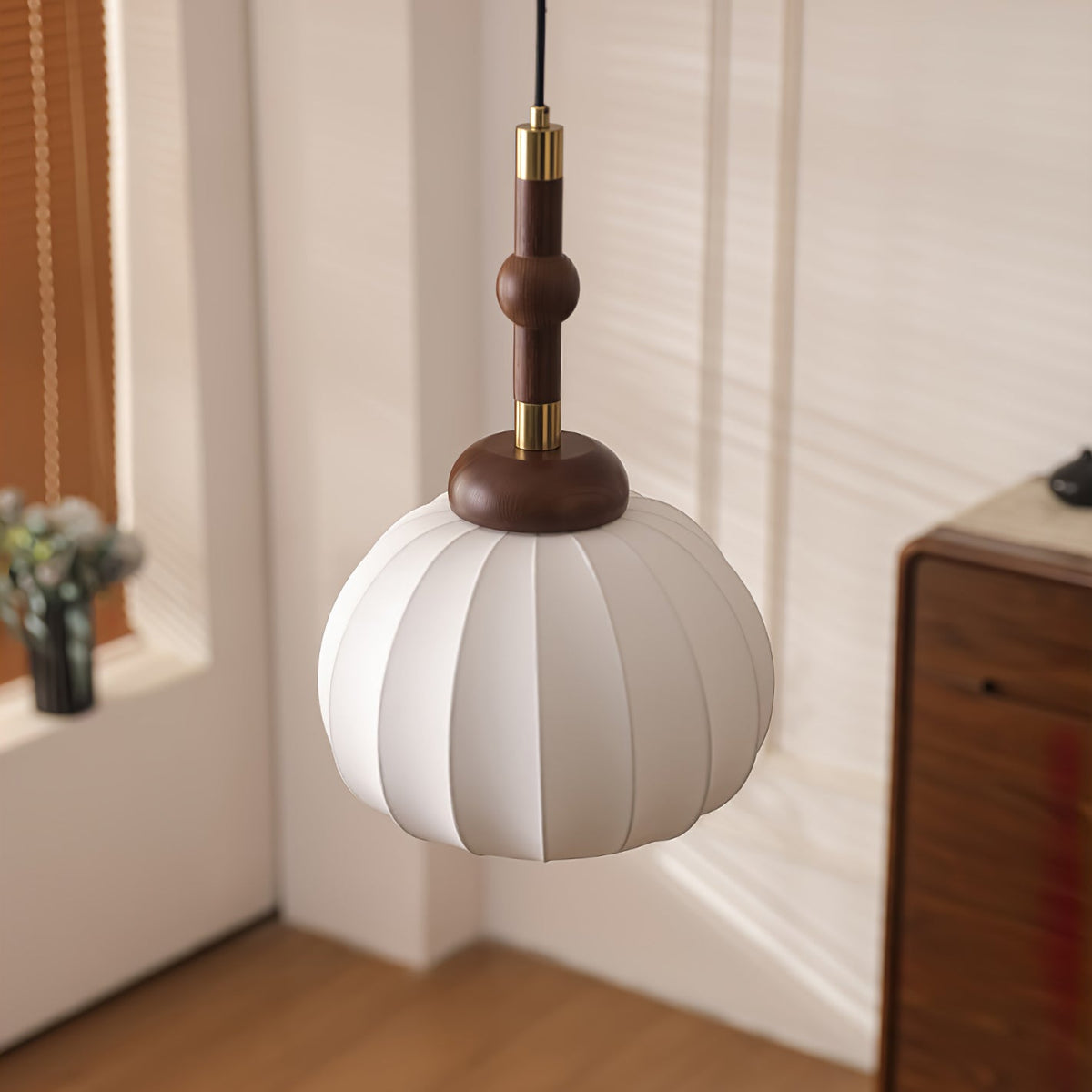 Livenor Silk & Wood Scandinavian Pendant Lamp