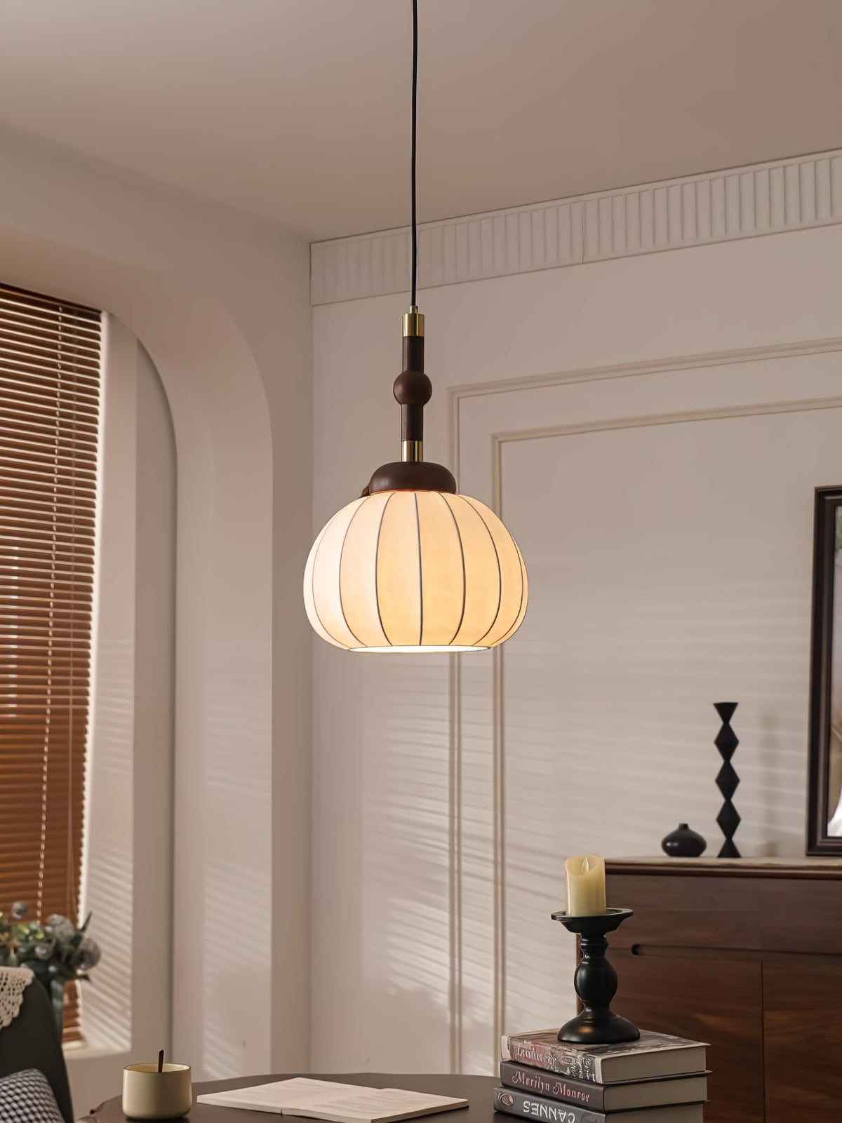 Livenor Silk & Wood Scandinavian Pendant Lamp