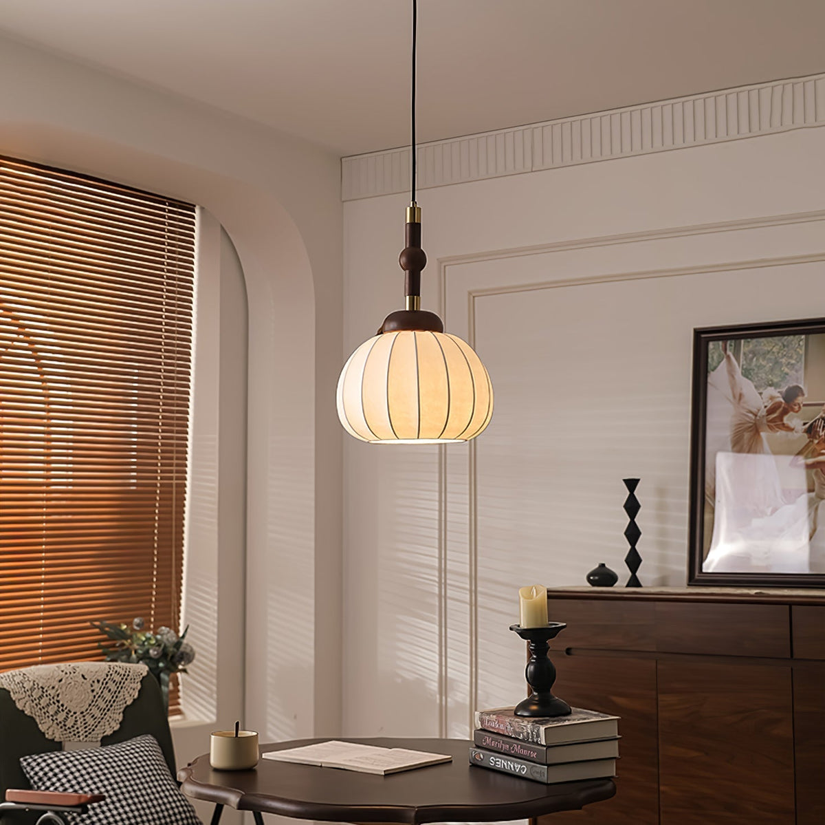 Livenor Silk & Wood Scandinavian Pendant Lamp