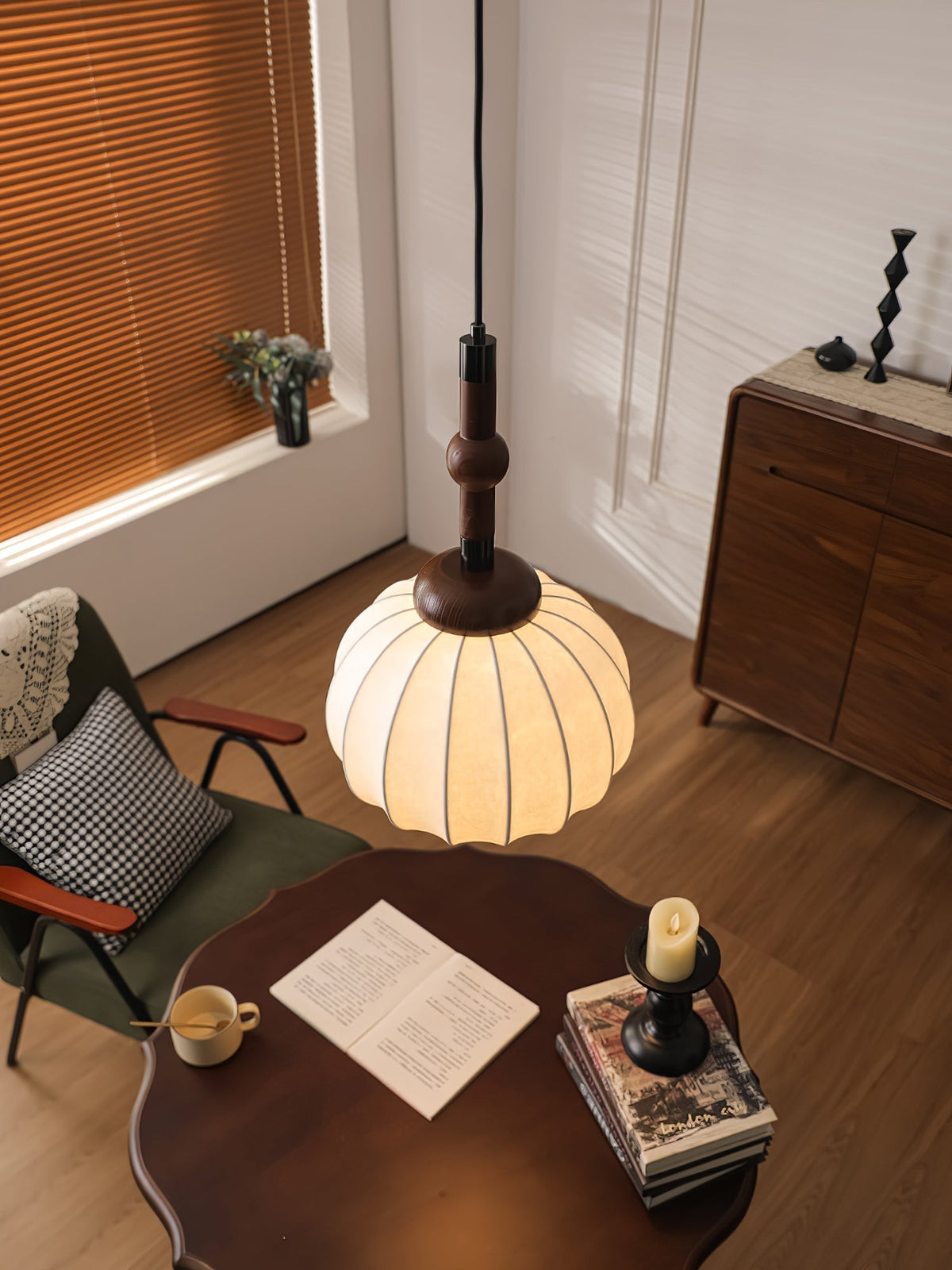Livenor Silk & Wood Scandinavian Pendant Lamp