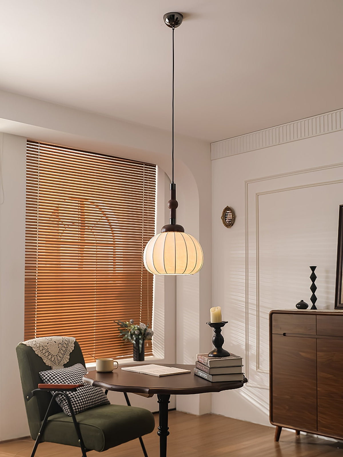 Livenor Silk & Wood Scandinavian Pendant Lamp