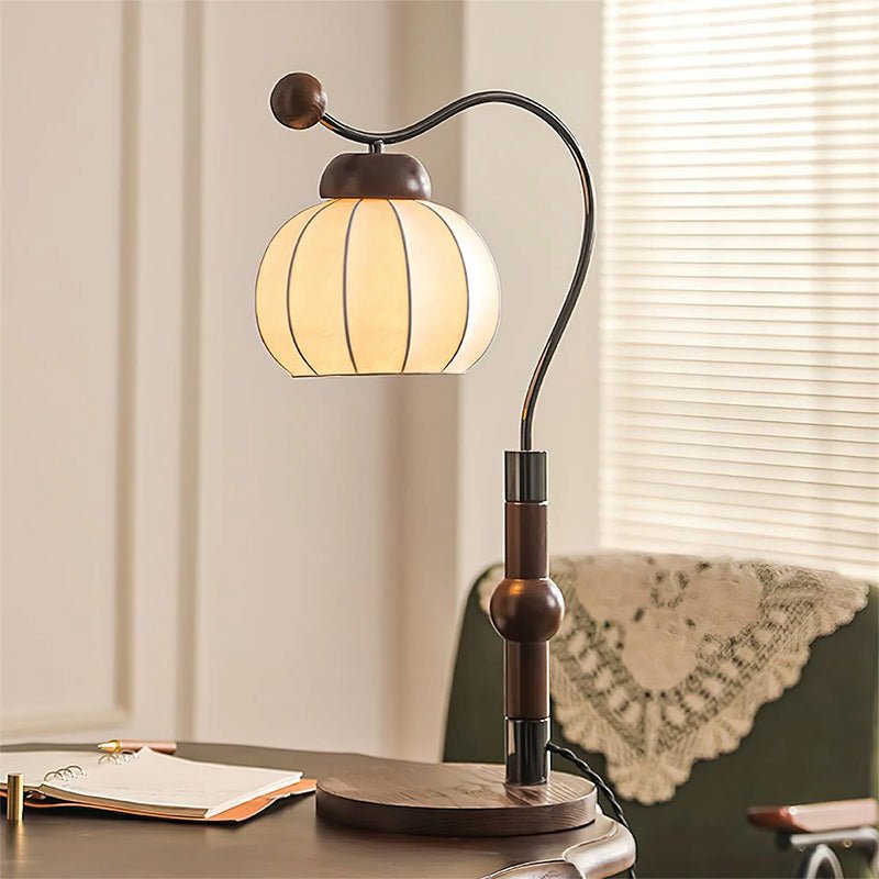 Zyran Silk Wood Retro Table Lamp