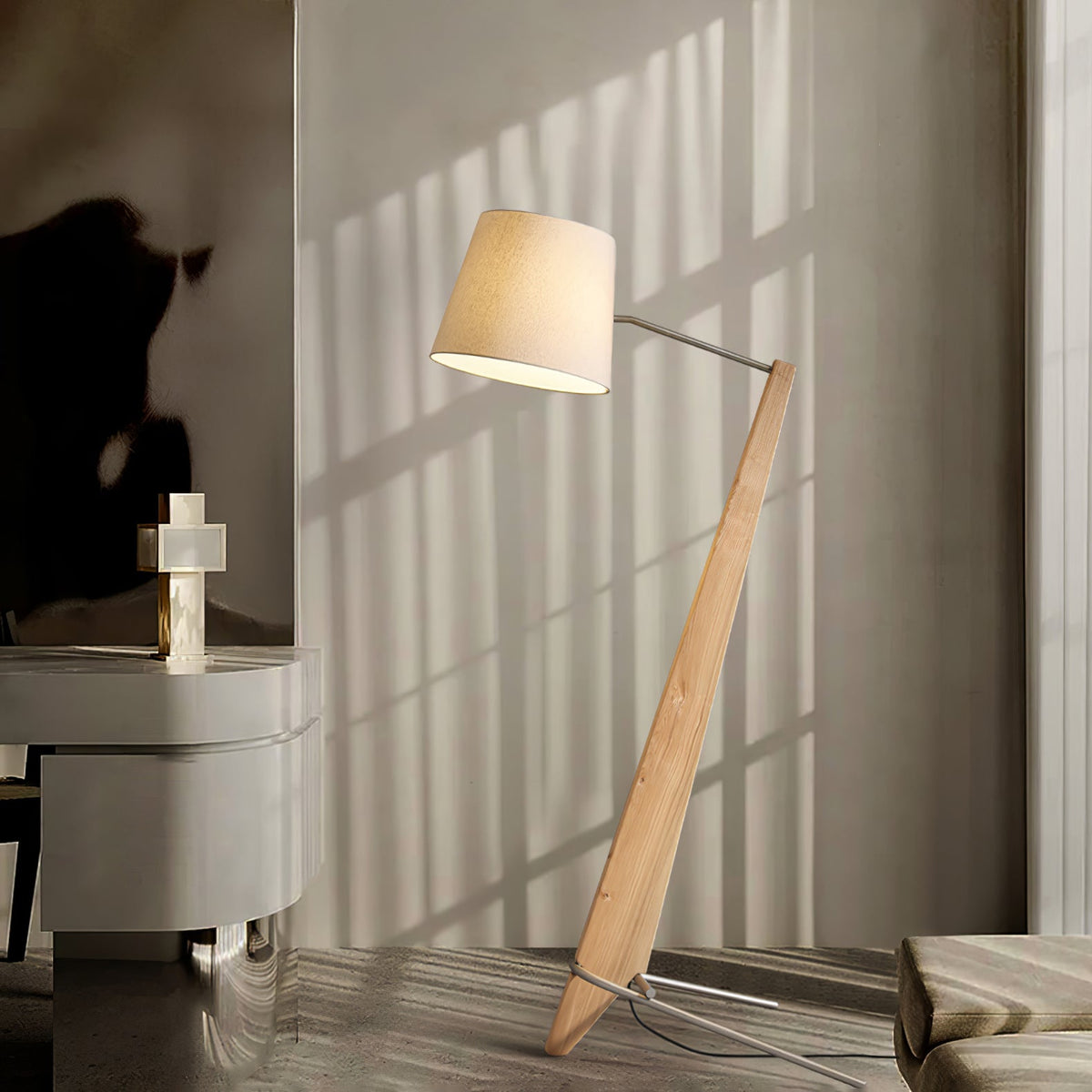 Vyran Wood Fabric Floor Lamp