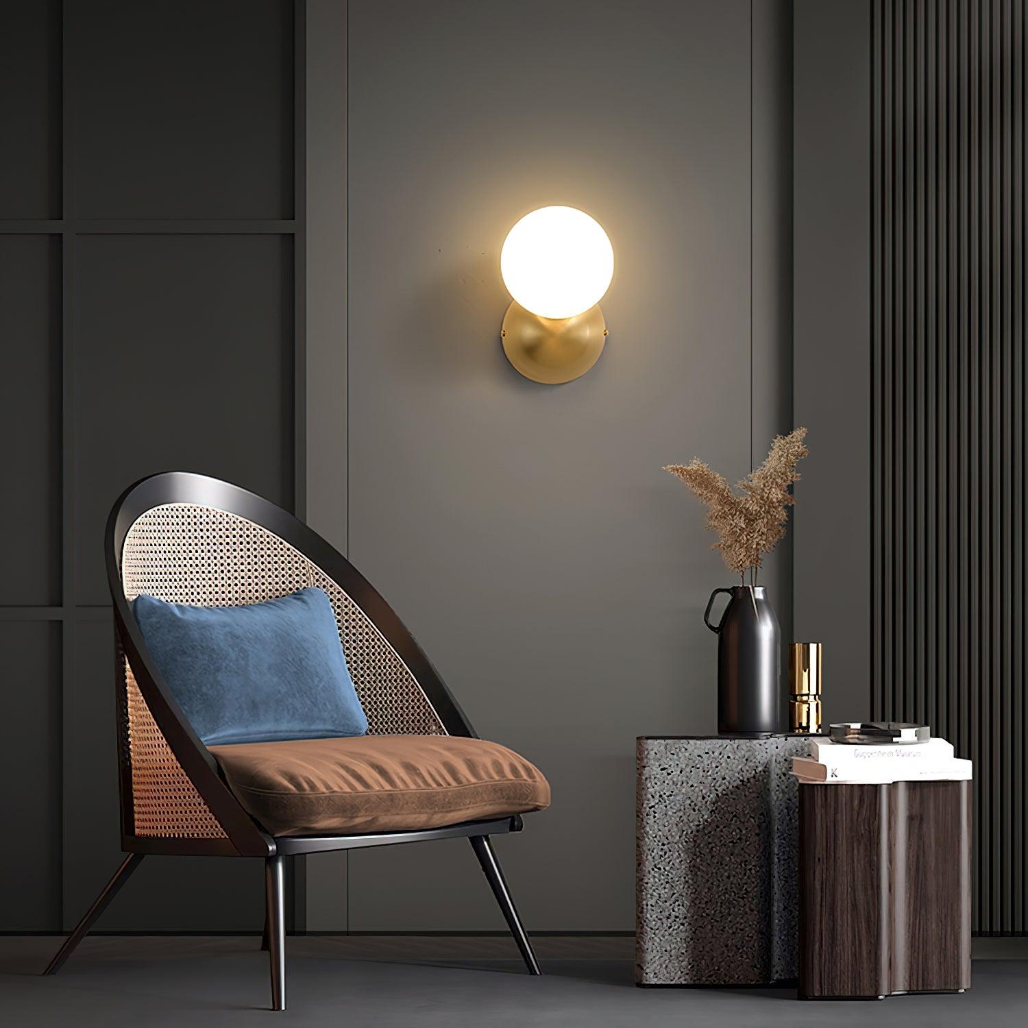 Velirina Sphere Glass Brass Wall Light