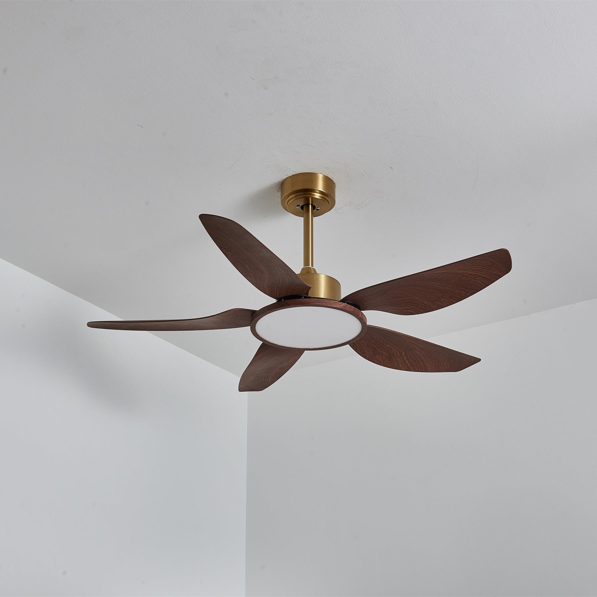 Orla Modern Wood Brass Ceiling Fan Light
