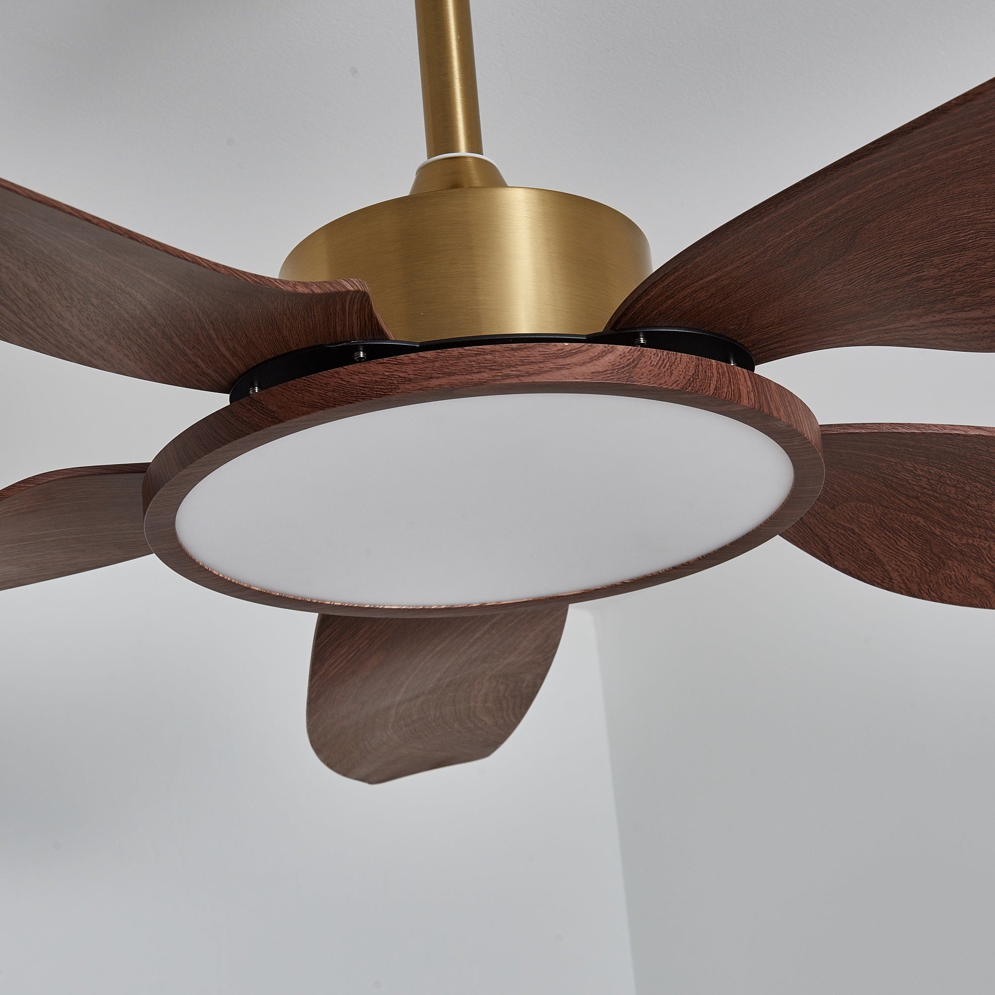 Orla Modern Wood Brass Ceiling Fan Light