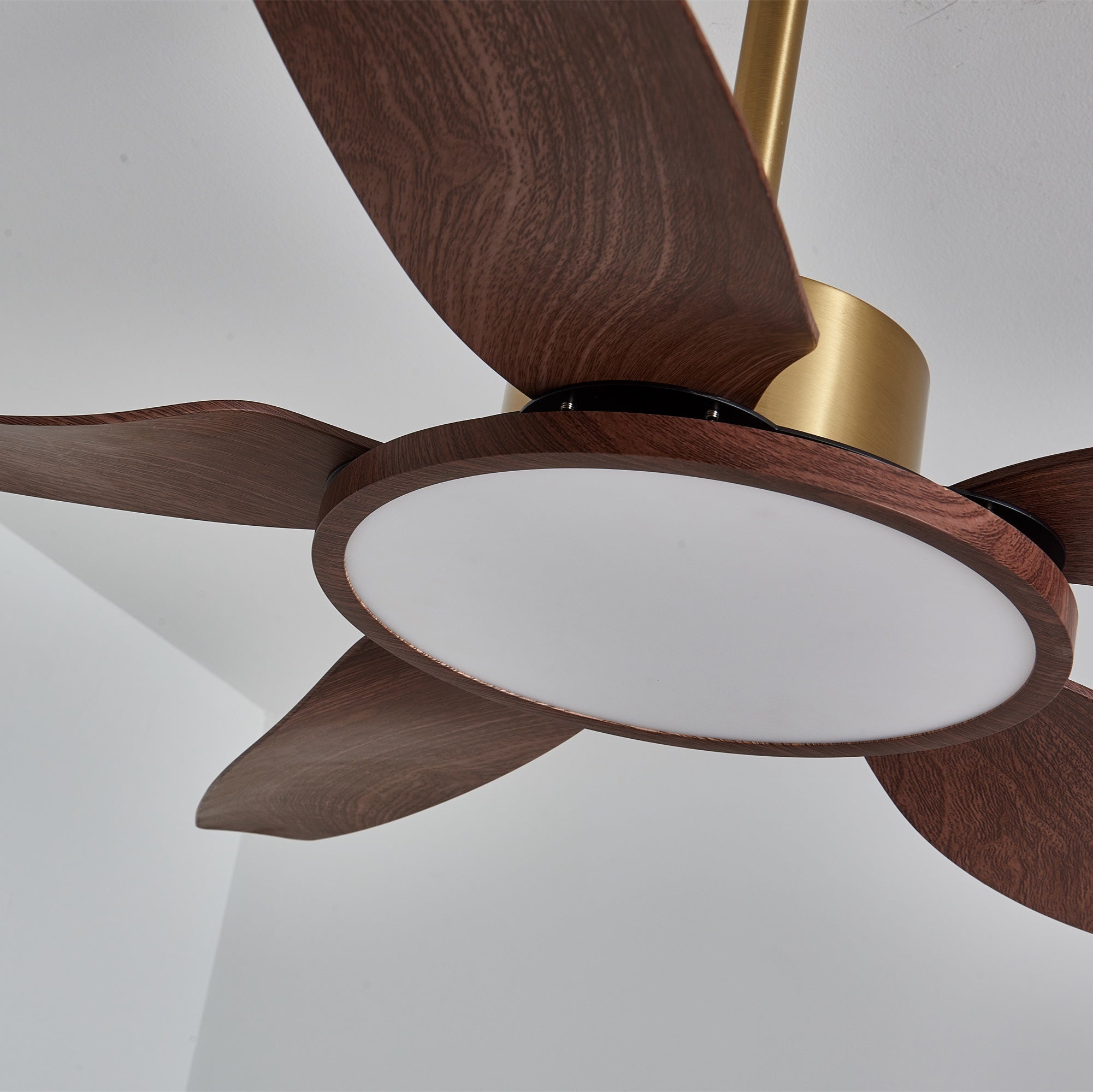 Orla Modern Wood Brass Ceiling Fan Light