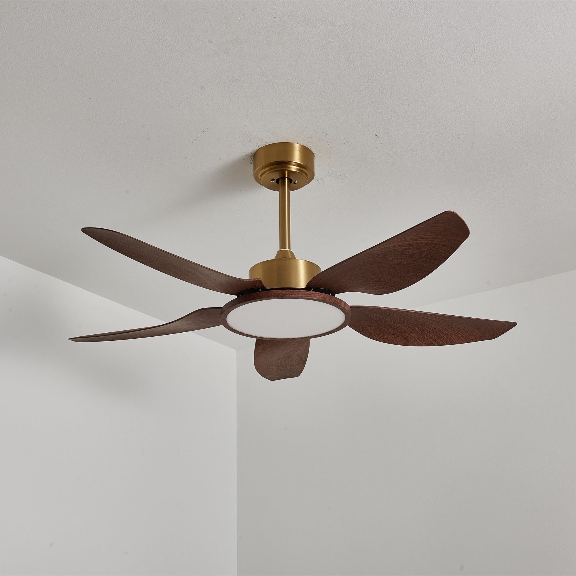 Orla Modern Wood Brass Ceiling Fan Light