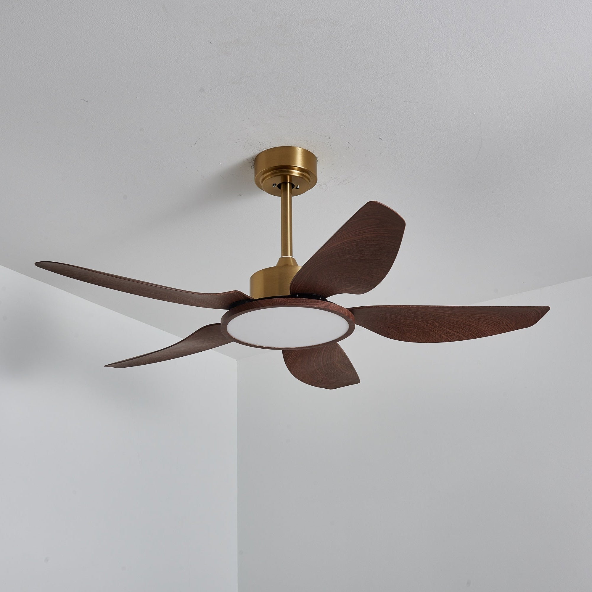 Orla Modern Wood Brass Ceiling Fan Light