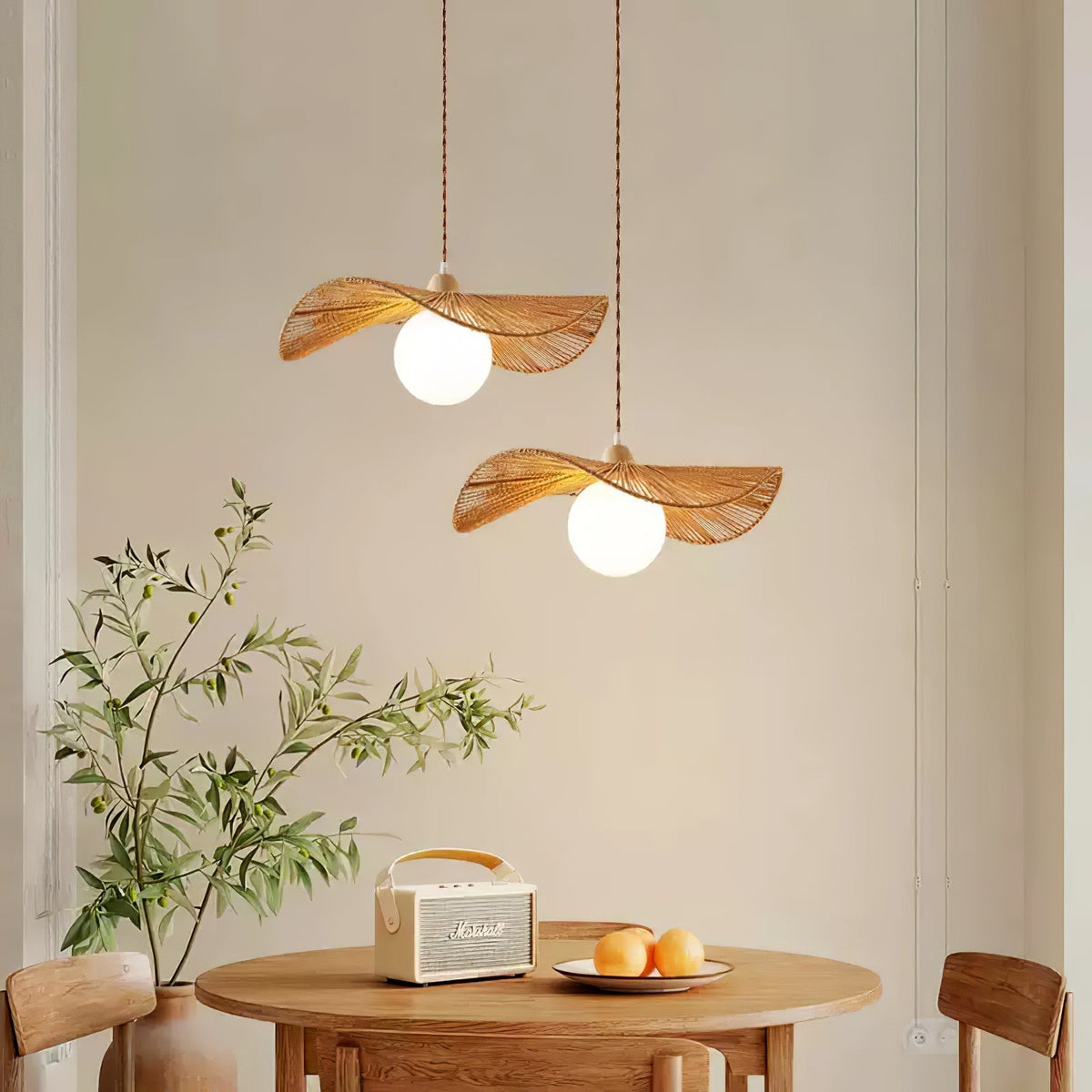 Yaslen Art Natural Woven Pendant Lamp