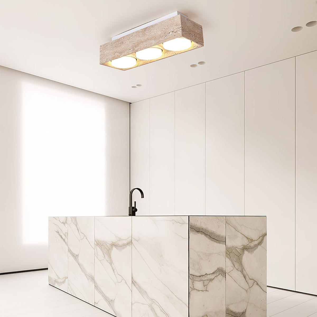 Virinira Quad-Spot Travertine Ceiling Light