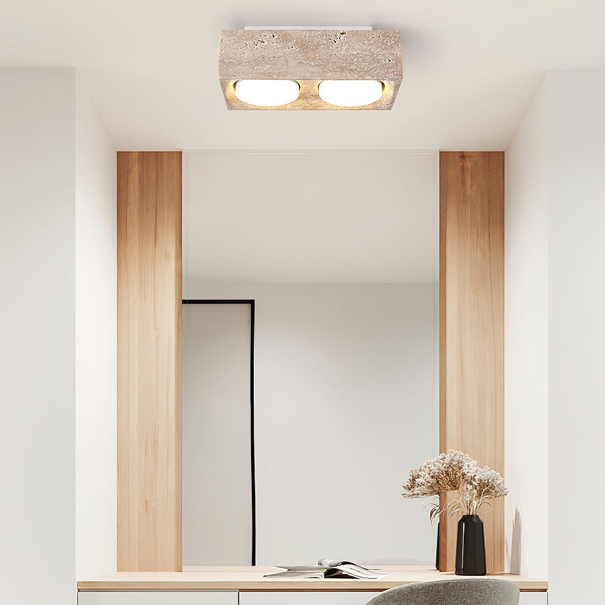 Virinira Quad-Spot Travertine Ceiling Light
