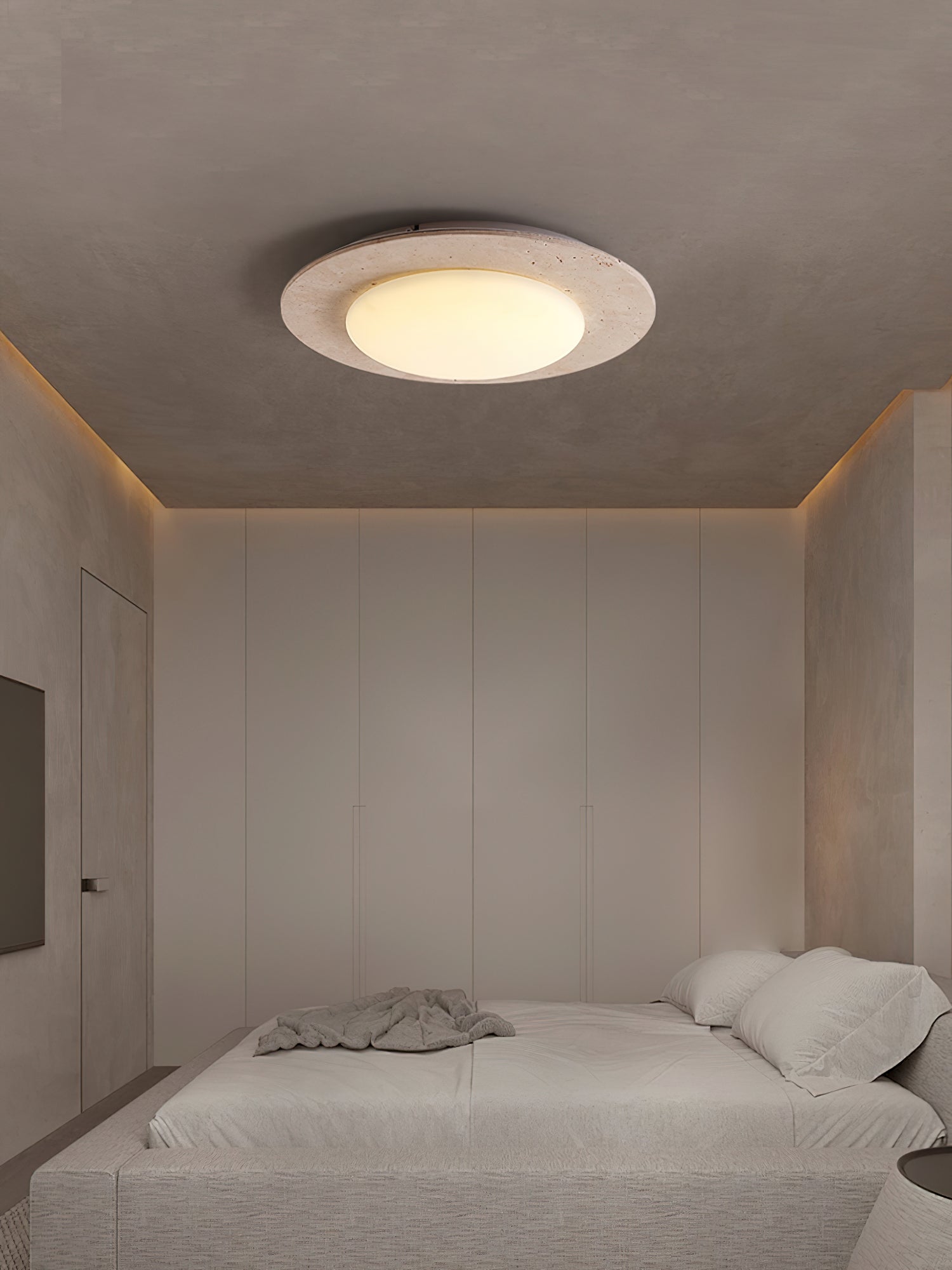 Arsoror Flush-Mount Travertine Ceiling Light