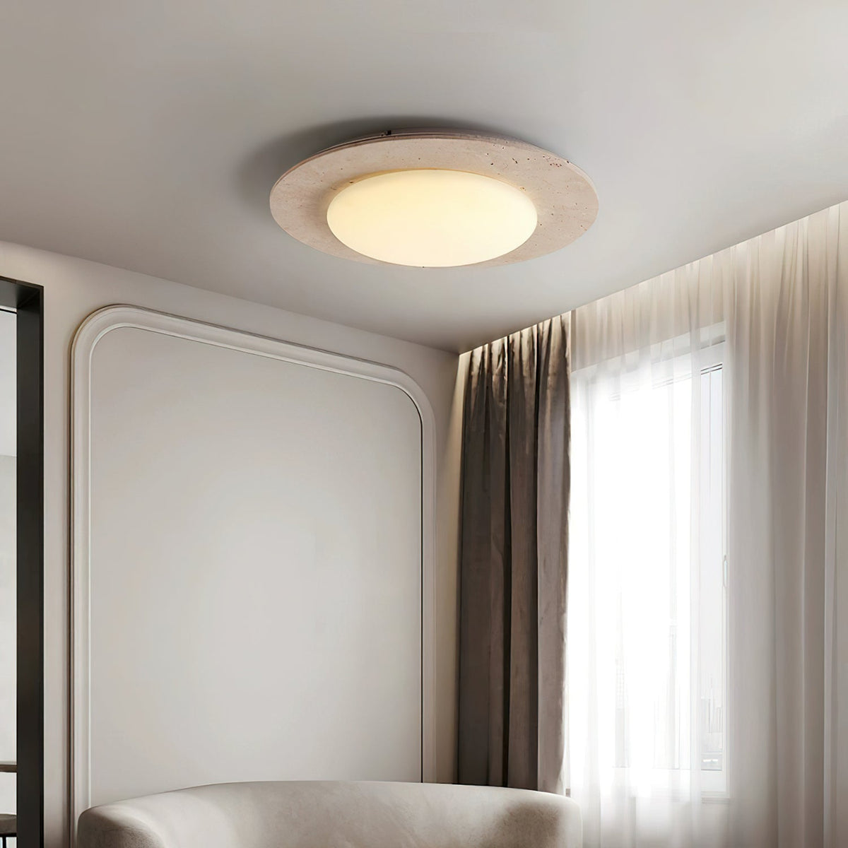 Arsoror Flush-Mount Travertine Ceiling Light