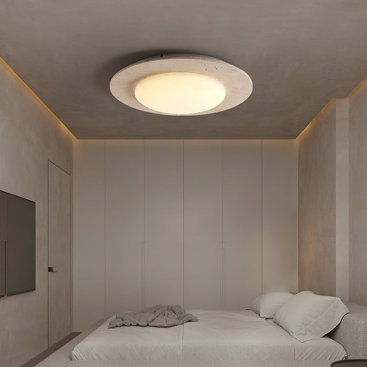 Arsoror Flush-Mount Travertine Ceiling Light